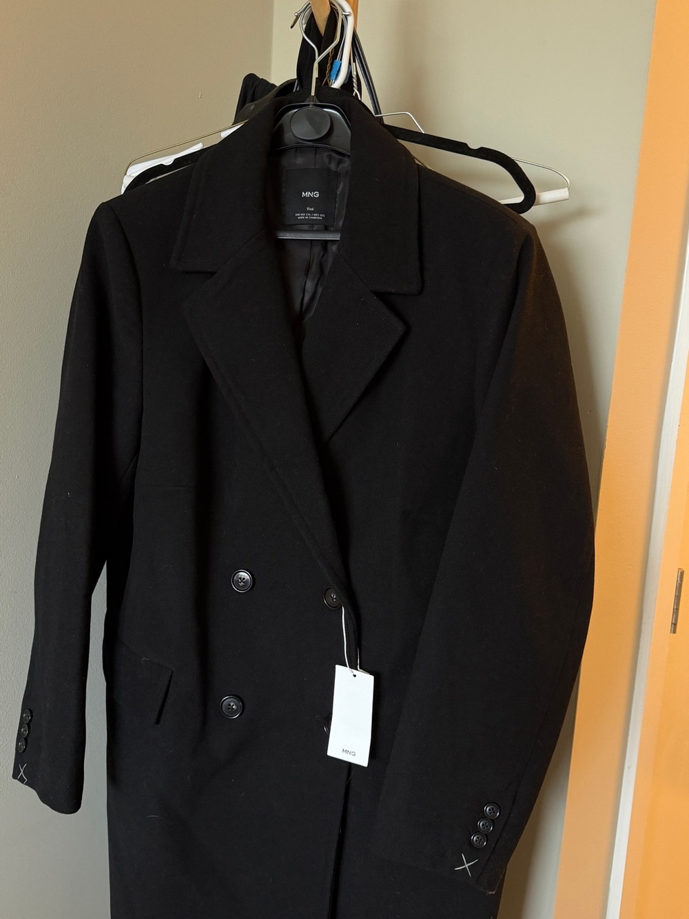 Mango Black Double-Breasted Pea Coat